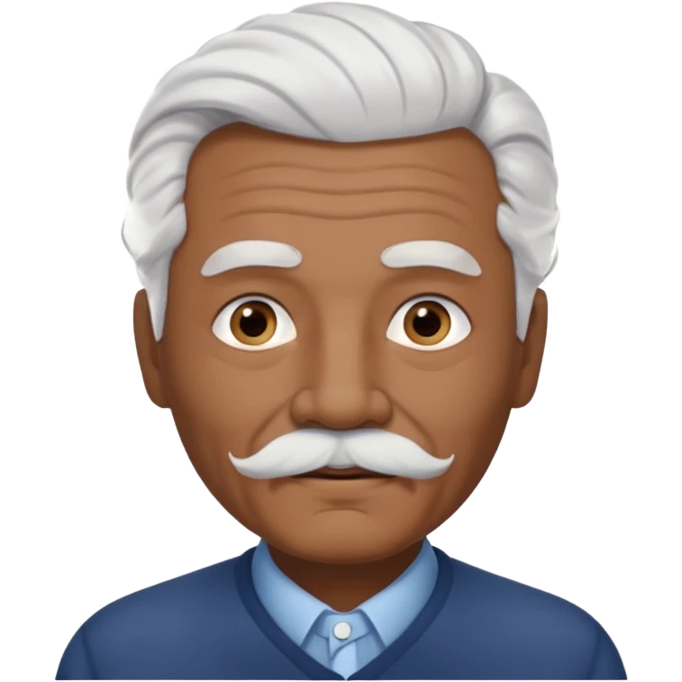 
An elderly man emoji with medium-dark skin tone, full white hair styled in thick, swept-back waves, thick white eyebrows, and a neatly groomed small white mustache. His face is clean-shaven aside from the mustache, giving him a tidy and classic look. emoji