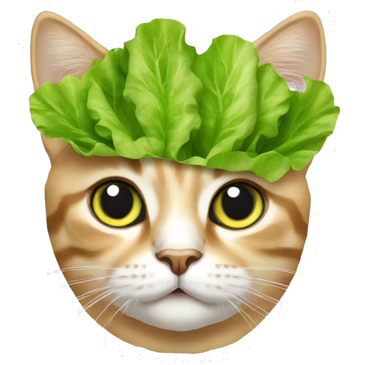 cat with lettuce leaf on its head emoji