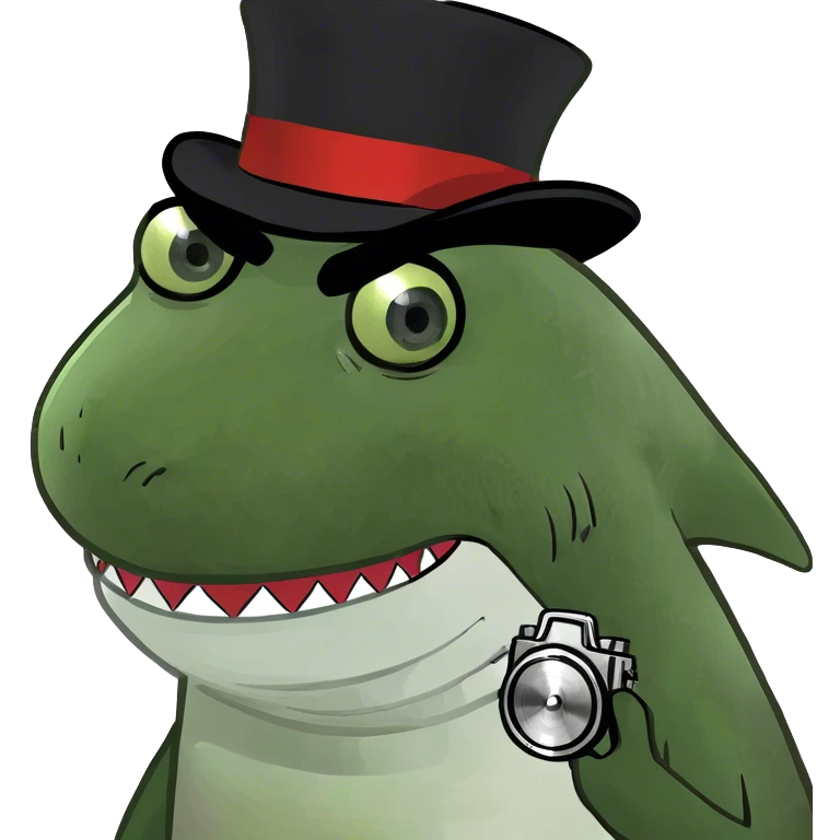 Shark with a top hat emoji