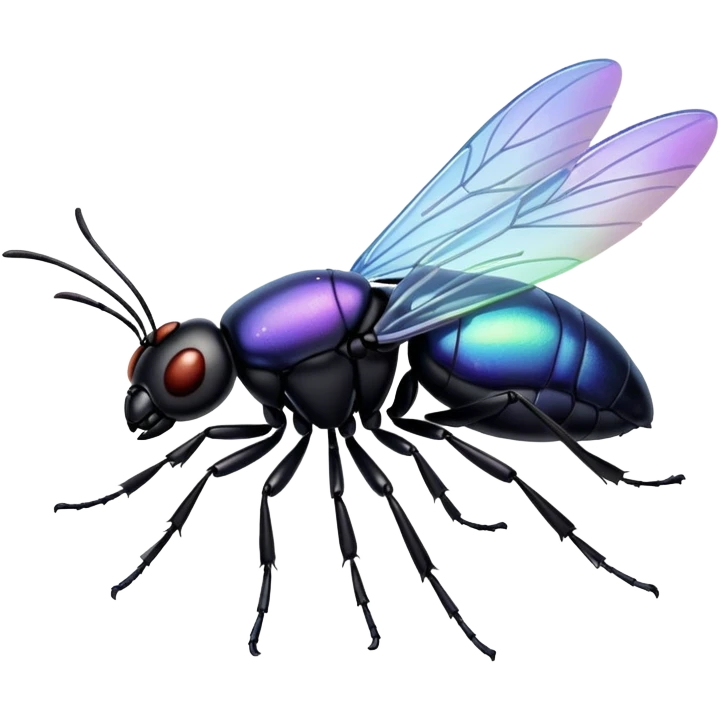 black bug flying emoji