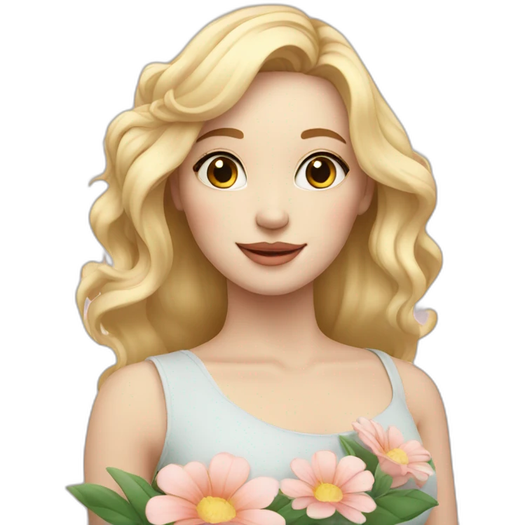 young pretty blond woman with pale skin and flowers  emoji