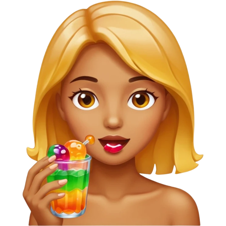Woman eating yelly emoji