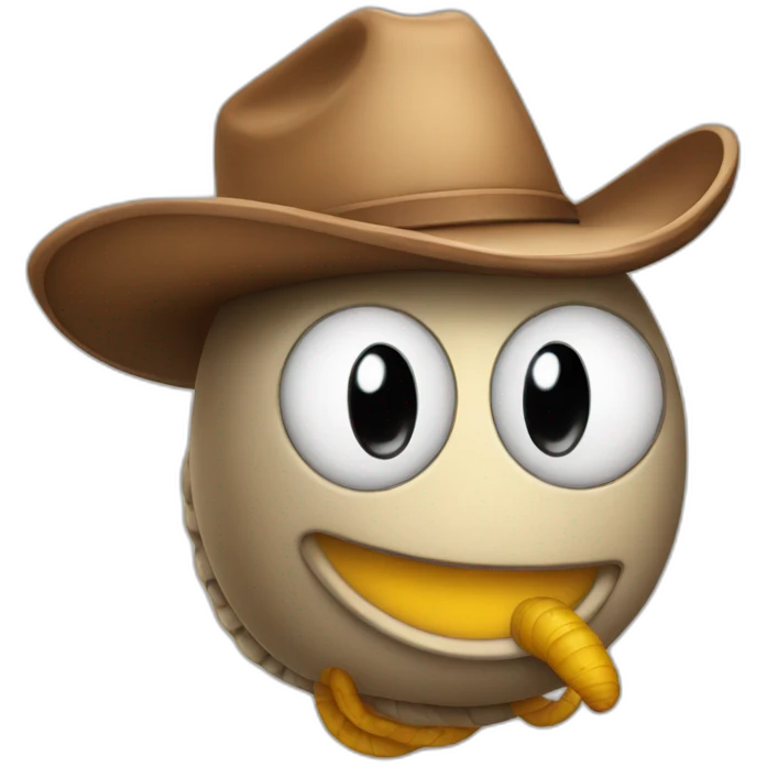 a worm wearing a cowboy hat emoji