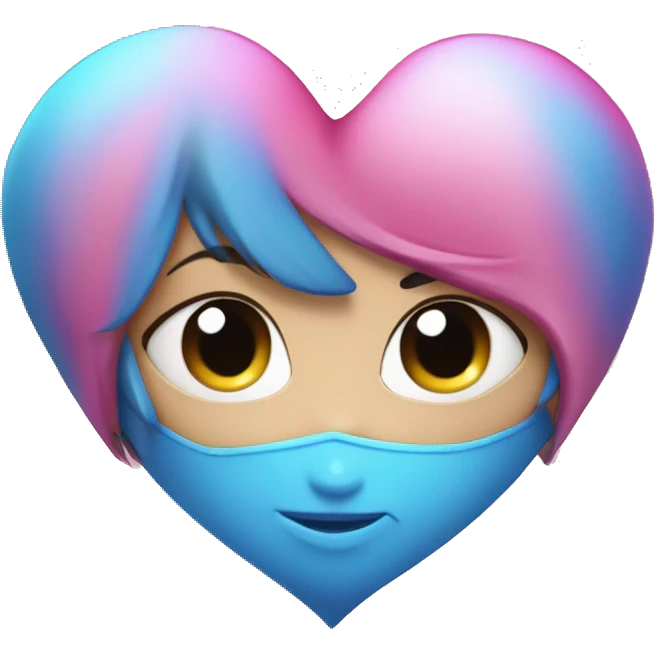 corazon con purpurina azul y rosa emoji