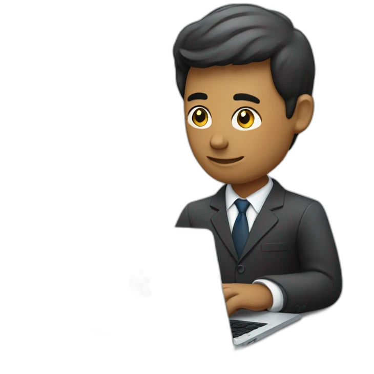 a man in a suit working on his Mac emoji