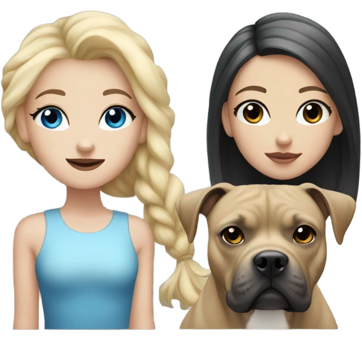 Blonde hair blue eyed girl with black pit bull with black and white face  emoji