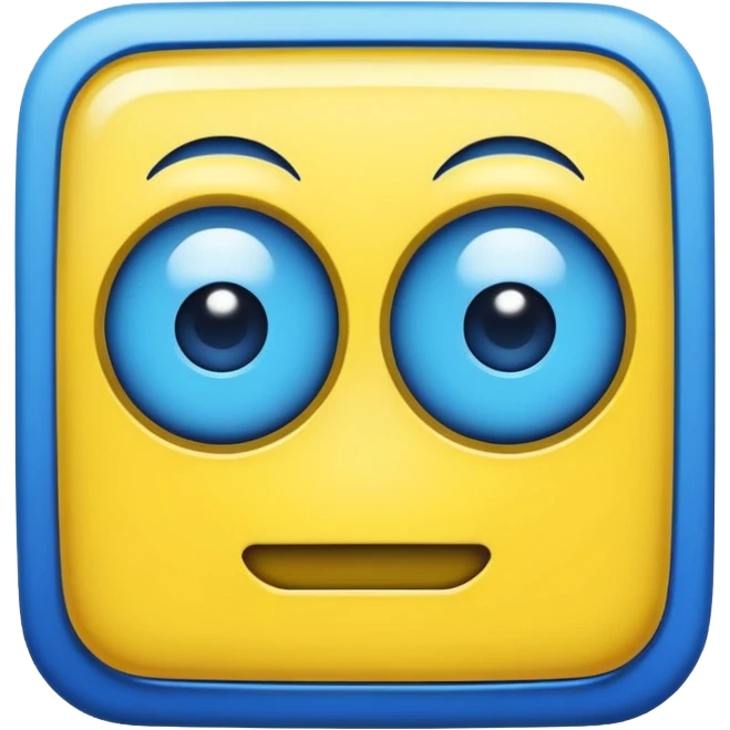geometery dash square yellow body blue face square mouth and eyes emoji