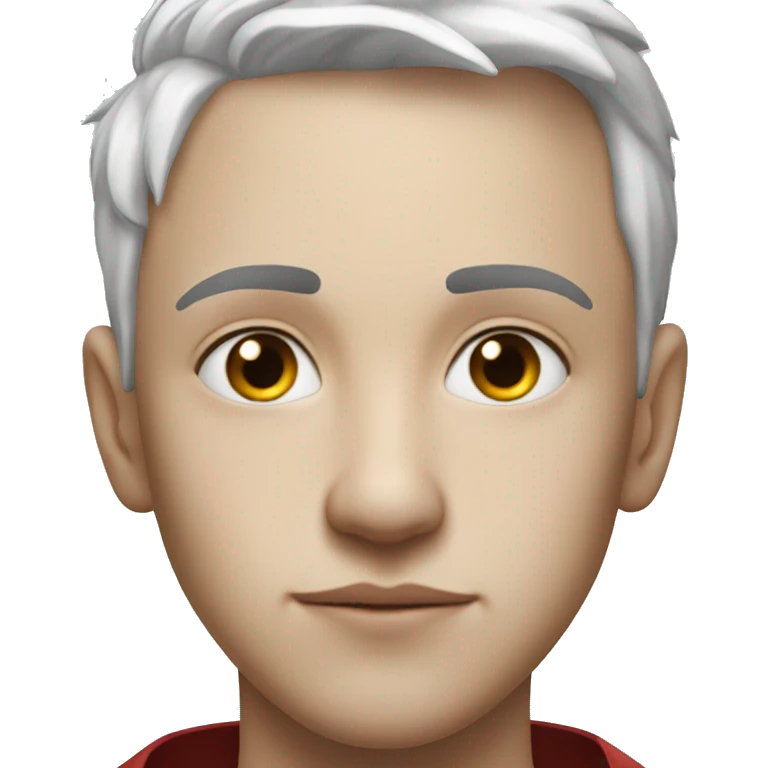 white haired boy in cape tattoos on left side of face emoji