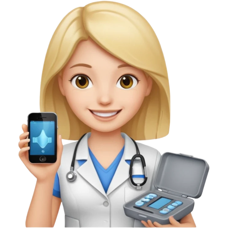 Girl holding ultrasound transducer emoji