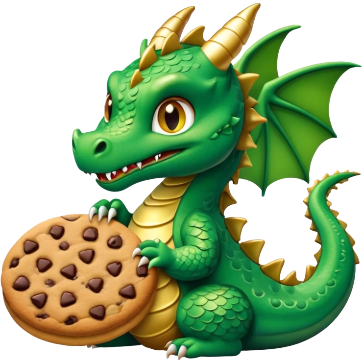 Dragon eating a cookie emoji