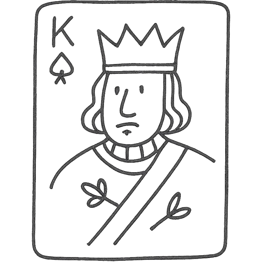 A playing card with a king emoji