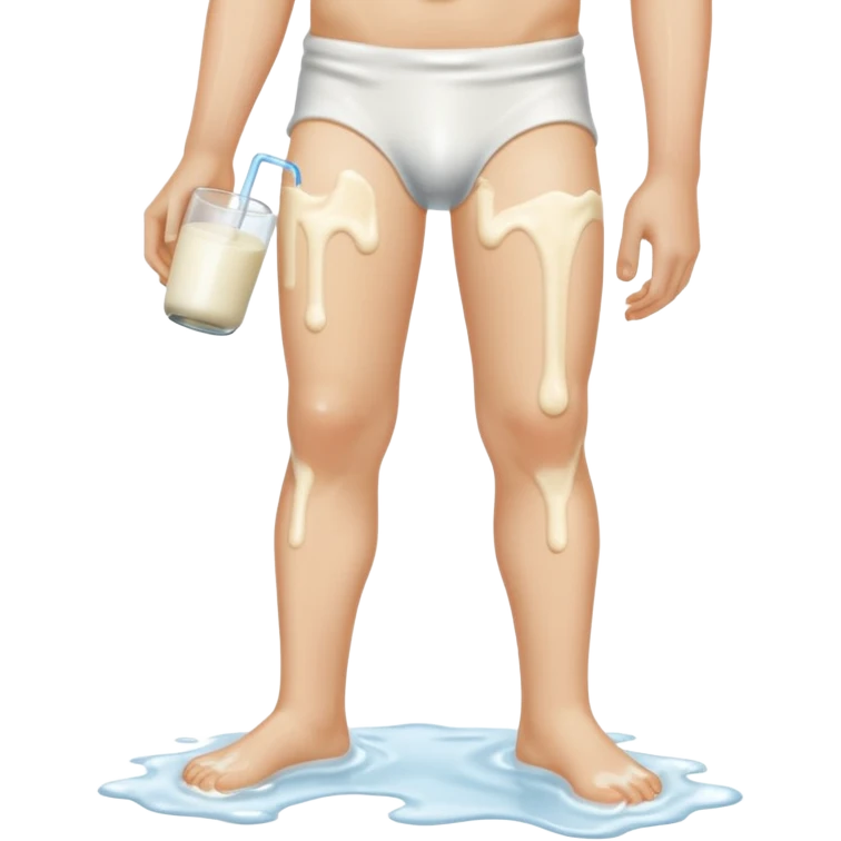 A human with milk all over his legs emoji