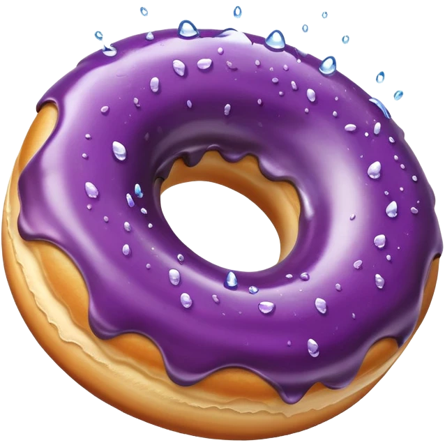 Eggplant inside a donut spraying water emoji