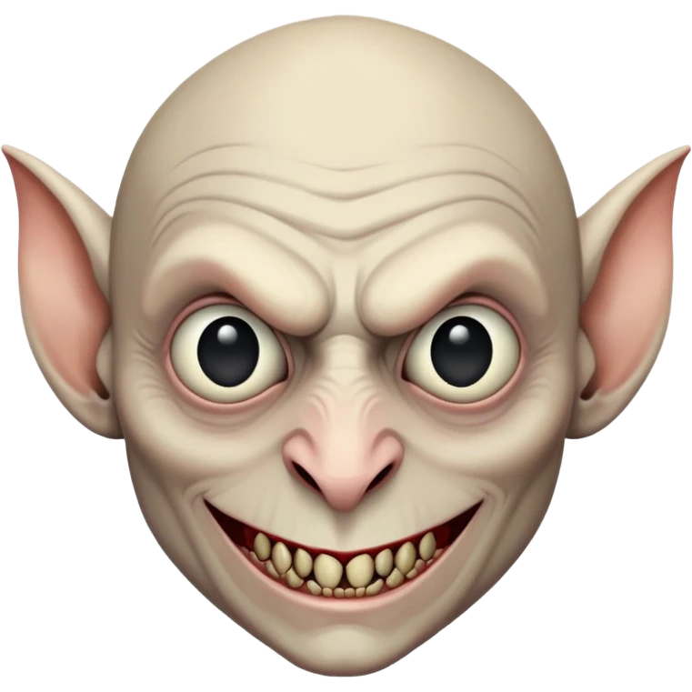 Count Orlock face from Nosferatu, vampire with bald head, pointy ears, sharp teeth, sunken eyes, rat-like features emoji