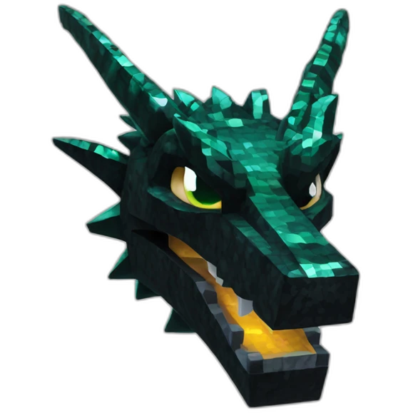 Minecraft Glitter Black Dragon Head With Diamond Horn emoji