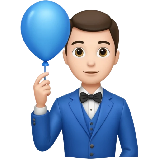 gentleman holding blue balloon emoji