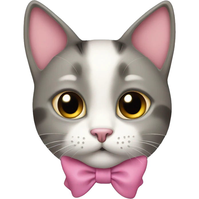 cat with a bow on the ear the bow is pink emoji