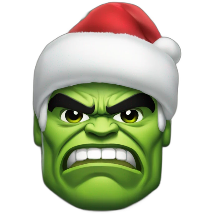 hulk with christmas hat, black mask and meny dollars in the left hand emoji