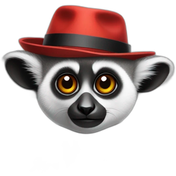 lemur wearing a red trilby emoji