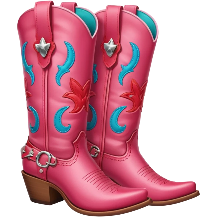 cowgirl boots cute a tiny bit of red and pink on it NO TEAL a little girlie emoji