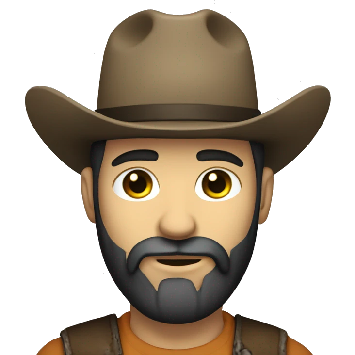 A white man using a cowboy hat and a black beard emoji
