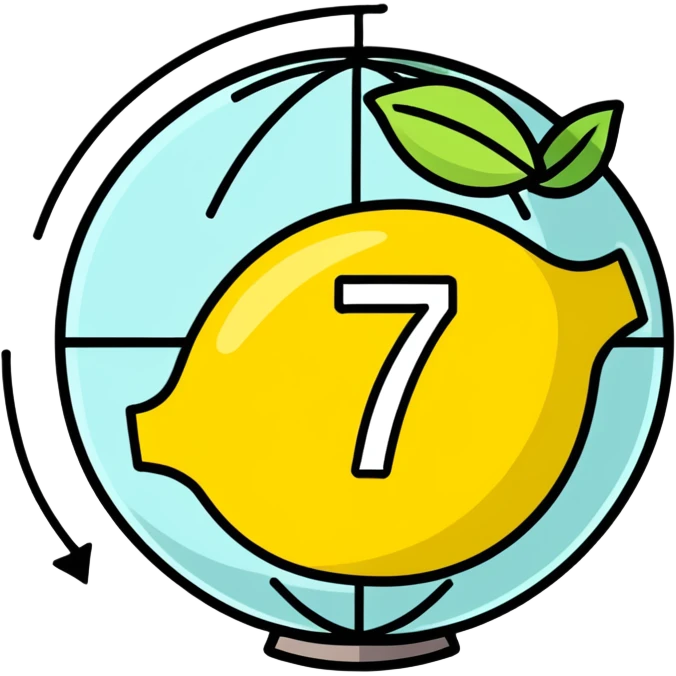 Globe in the shape of a lemon that says 7 Lemon emoji