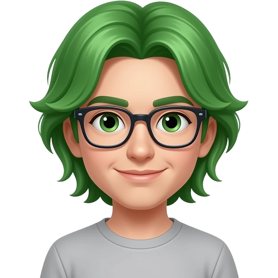 green hair on glassess emoji