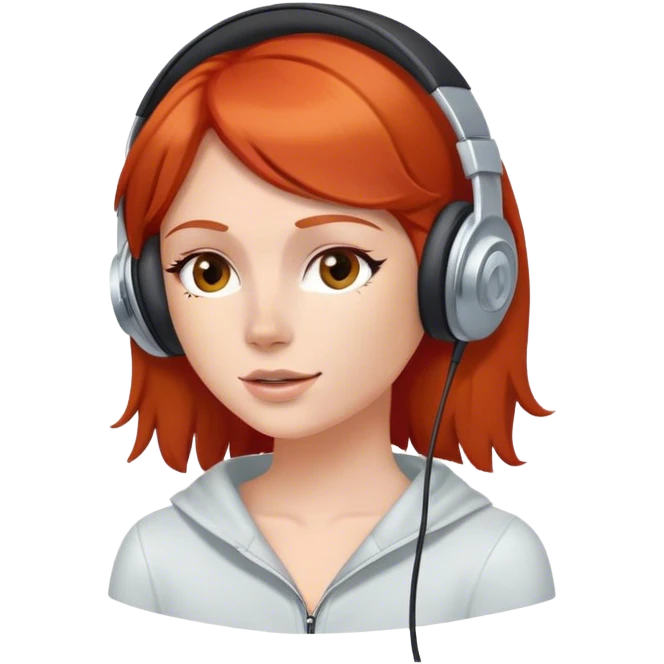 Red head listening to music on headphones  emoji