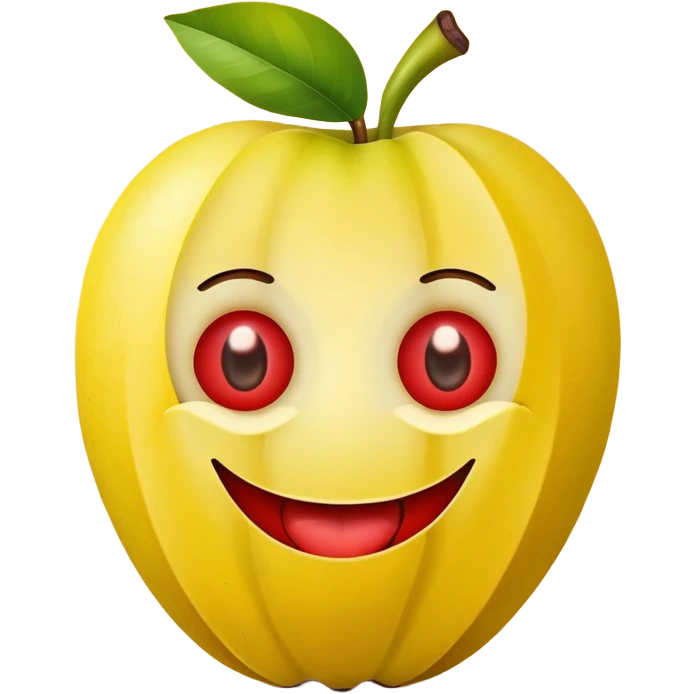 smiling face made from fruit with apples as eyes and banana as mouth emoji