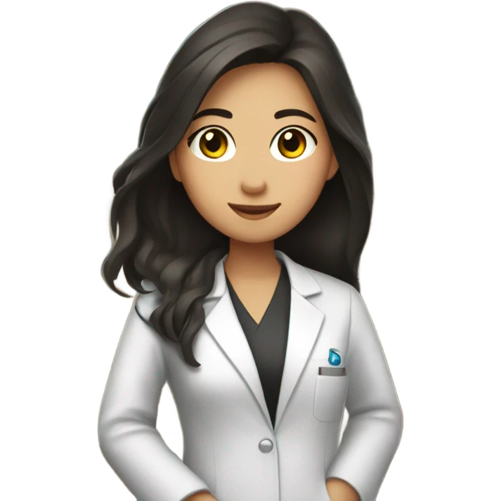 Beautiful Asian brunette long hair scientist with books emoji