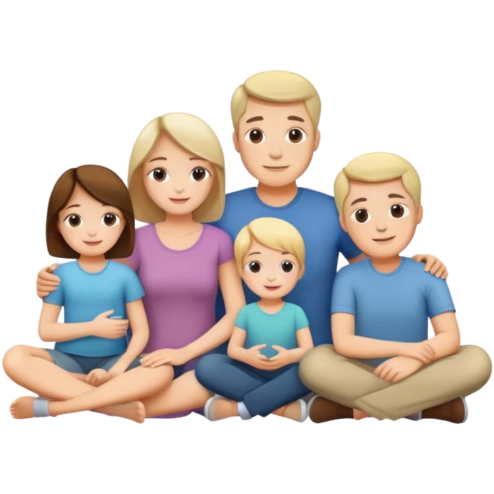 white family with parents and children sitting in a cool relaxed pose emoji