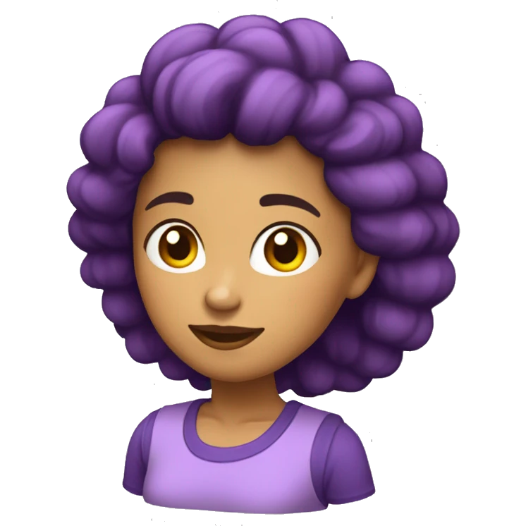 chica de pelo largo color castaño y blusa sin mangas color morado emoji