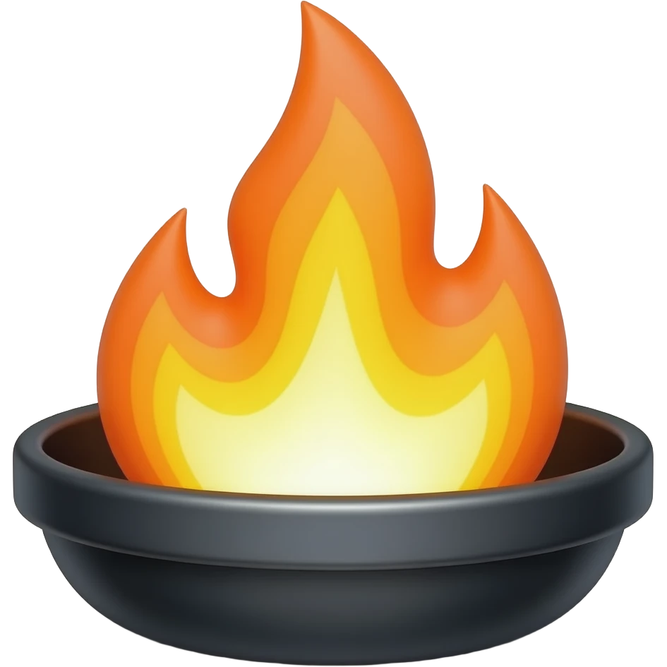 Huge flame in a small black bowl emoji