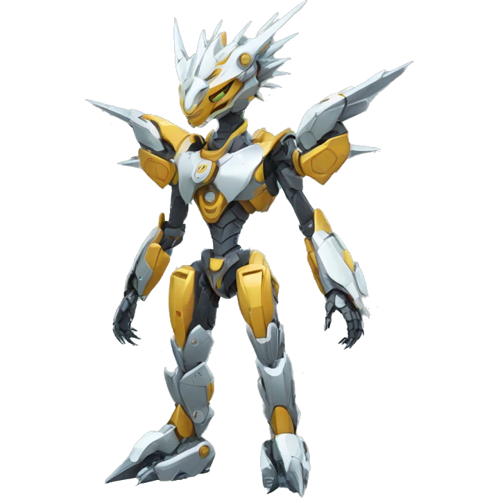 a futuristic mechanical spiky Medabot-Dragon full body emoji