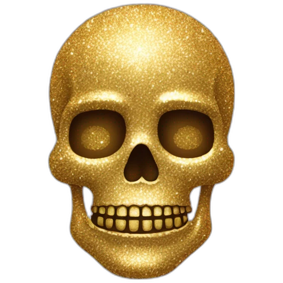 Gold glitter skull emoji
