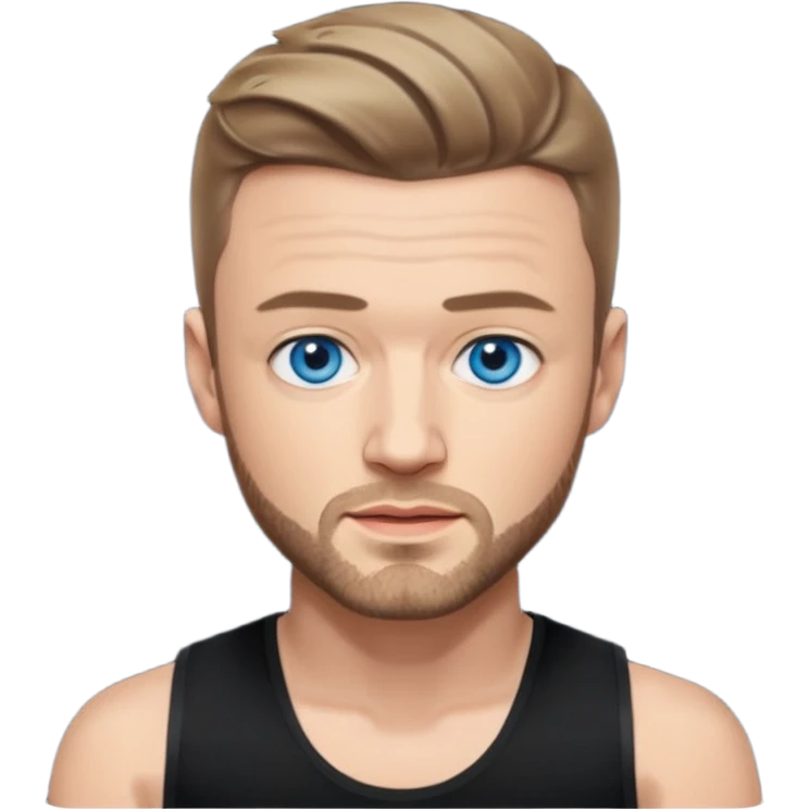 Justin Timberlake blue eyes, dark blonde hair, black tank top emoji