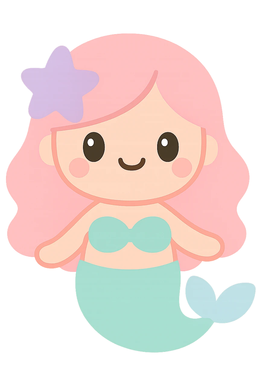 adorable mermaid emoji, kawaii style emoji