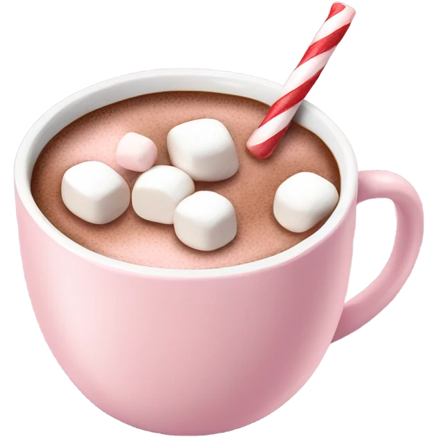 Light Pink mug of hot chocolate with marshmallows  emoji