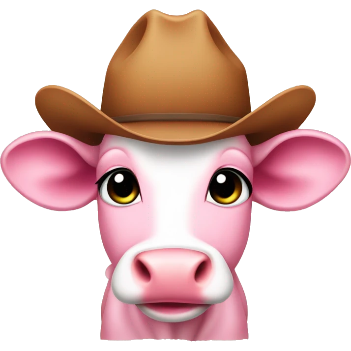 pink baby cow with cowgirl hat  emoji