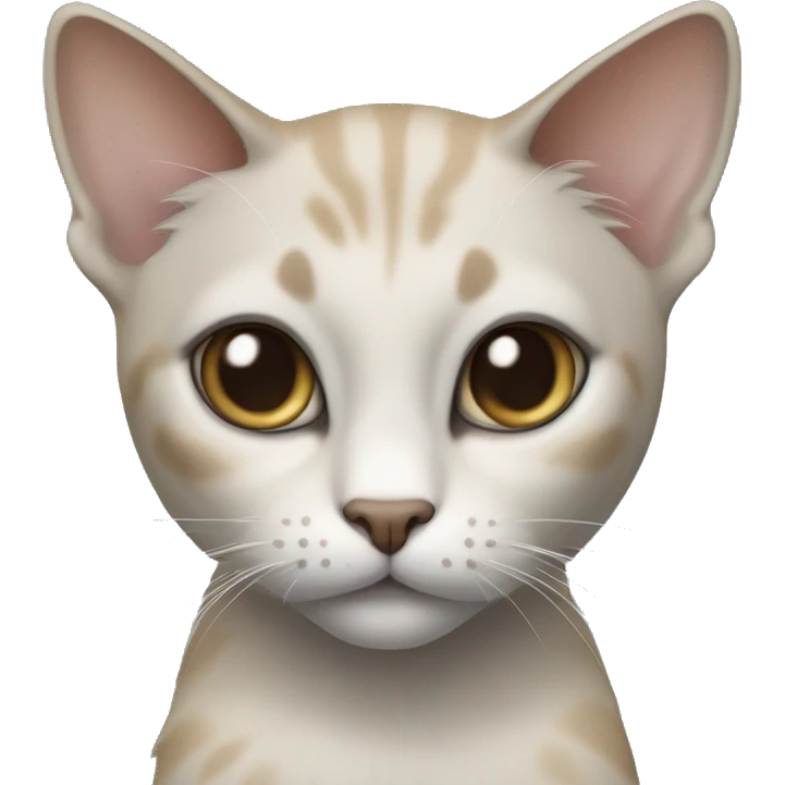 Thai breed realistic adult cat with a light cream-brown body, full dark gray face, ears, and paws. Short fur, sharp ears, striking light blue eyes  emoji