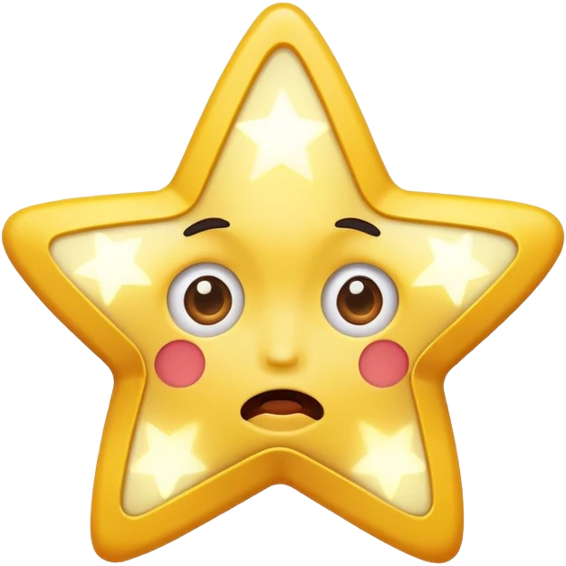star character with shocked face glowing too bright emoji
