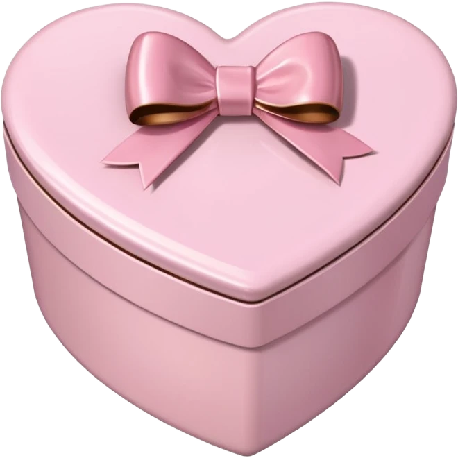 pale pink heart box, pale pink bow, filled with chocolates inside emoji