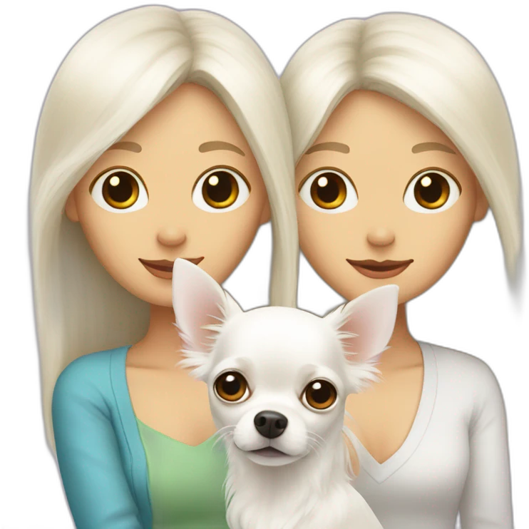 White longhair chihuahua with two human mothers emoji