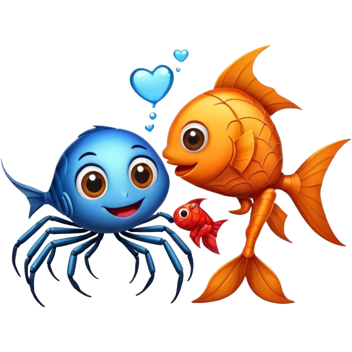 A spider and a fish in love  emoji