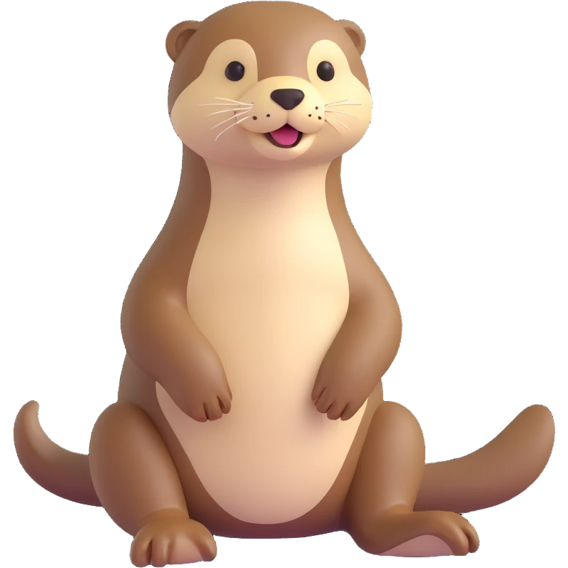 cream color otter, sitting, minimal style emoji