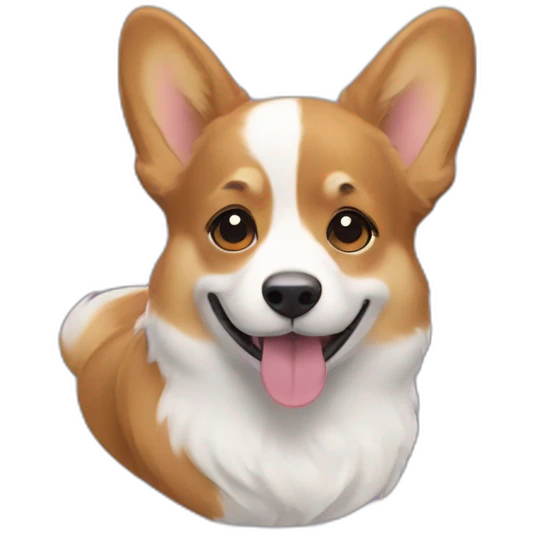 corgi and puprle hair european woman emoji