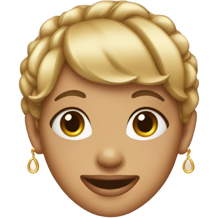smiling girl with earrings and Karen haircut emoji