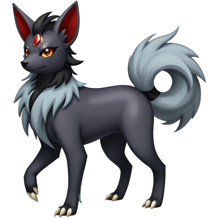 Shiny Exotic Excessive Mysterious Houndoom-Mightyena-Zorua-Pokémon-Fakémon-hybrid-creature (full body) emoji