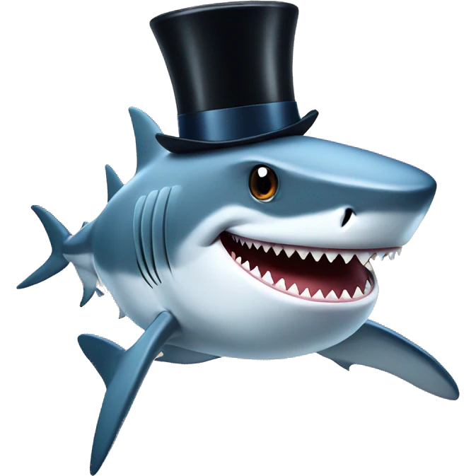 Shark with a top hat emoji