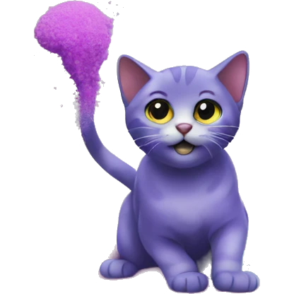 cat playing with color powder emoji